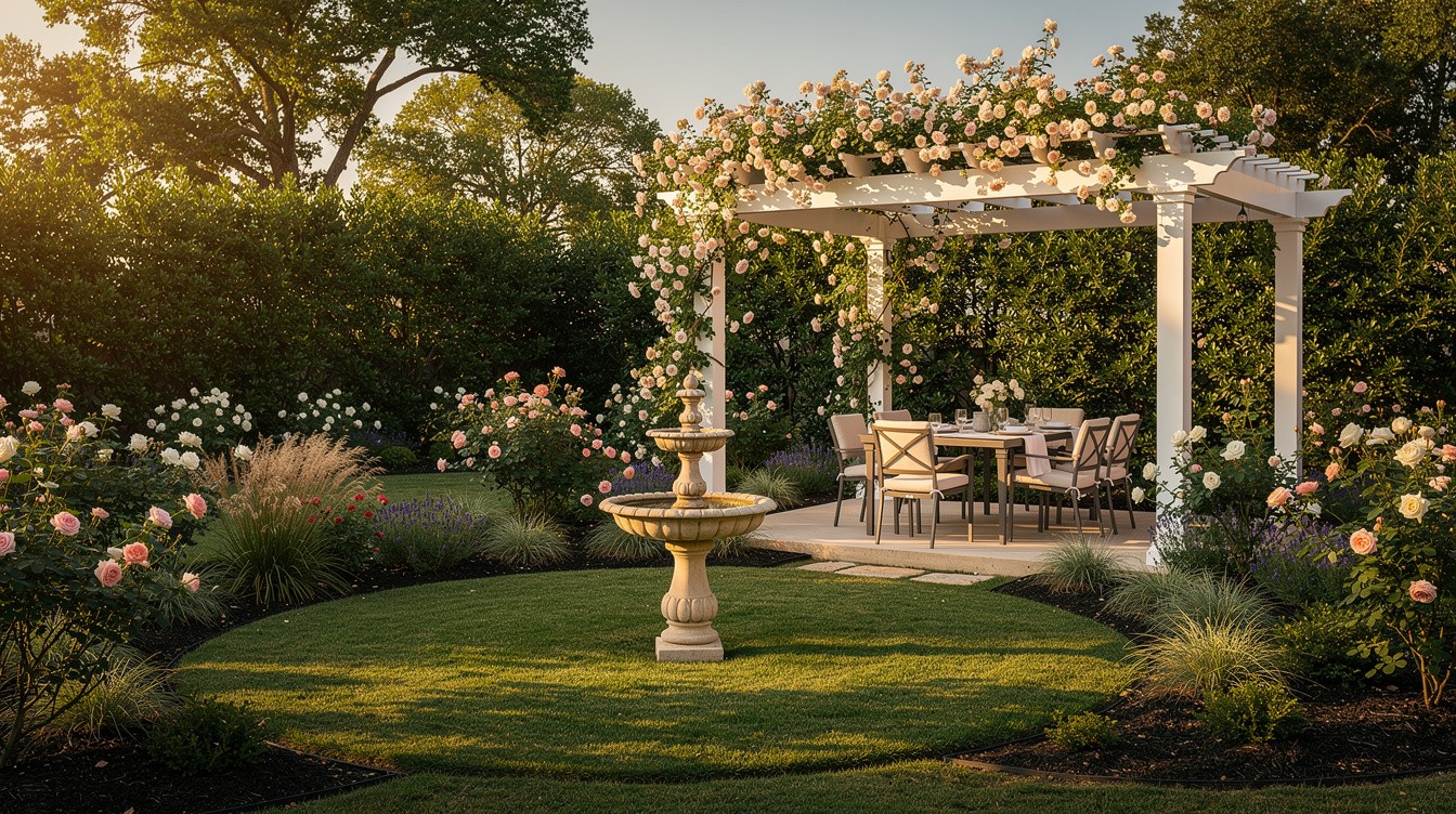 The Cottage Pergola Dining Garden — Cottage/English garden in Garland