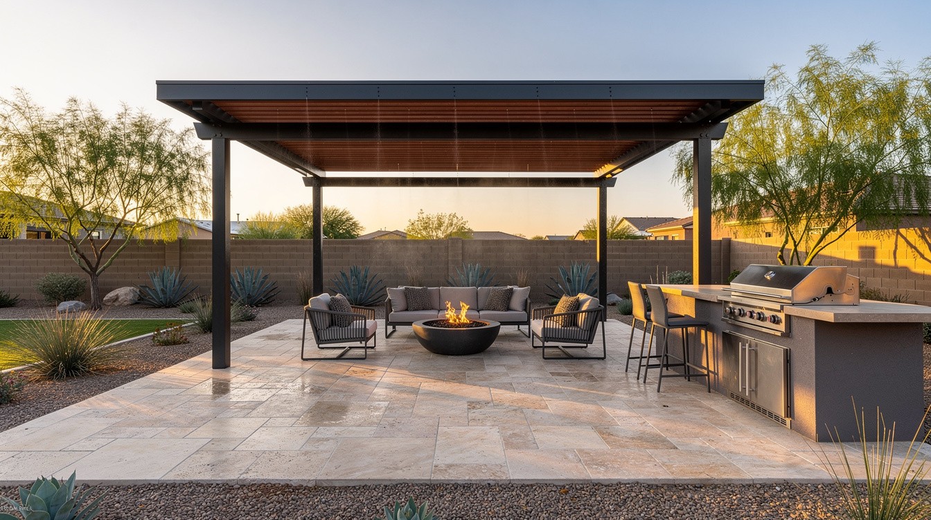 The Extended Patio with Ramada — Modern/Minimalist garden in Gilbert
