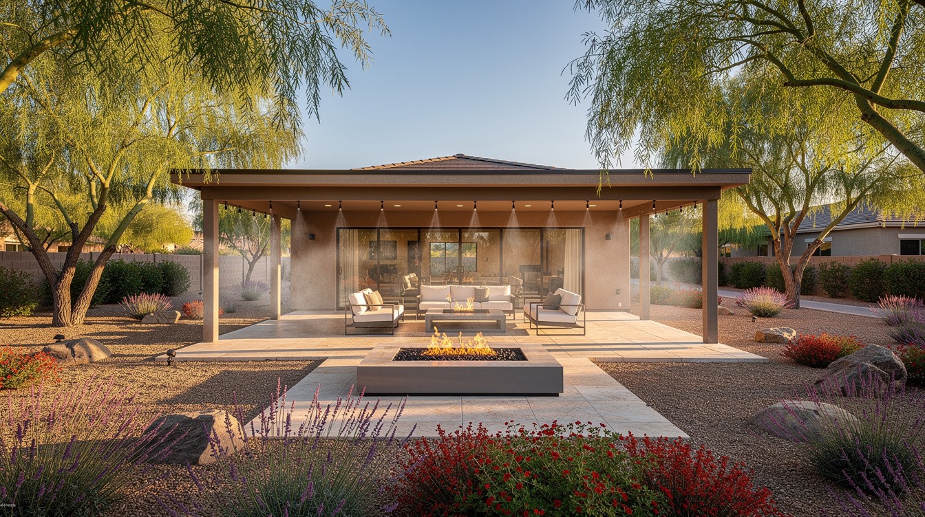 The Desert Backyard with Covered Patio — Desert/Xeriscape garden in Gilbert