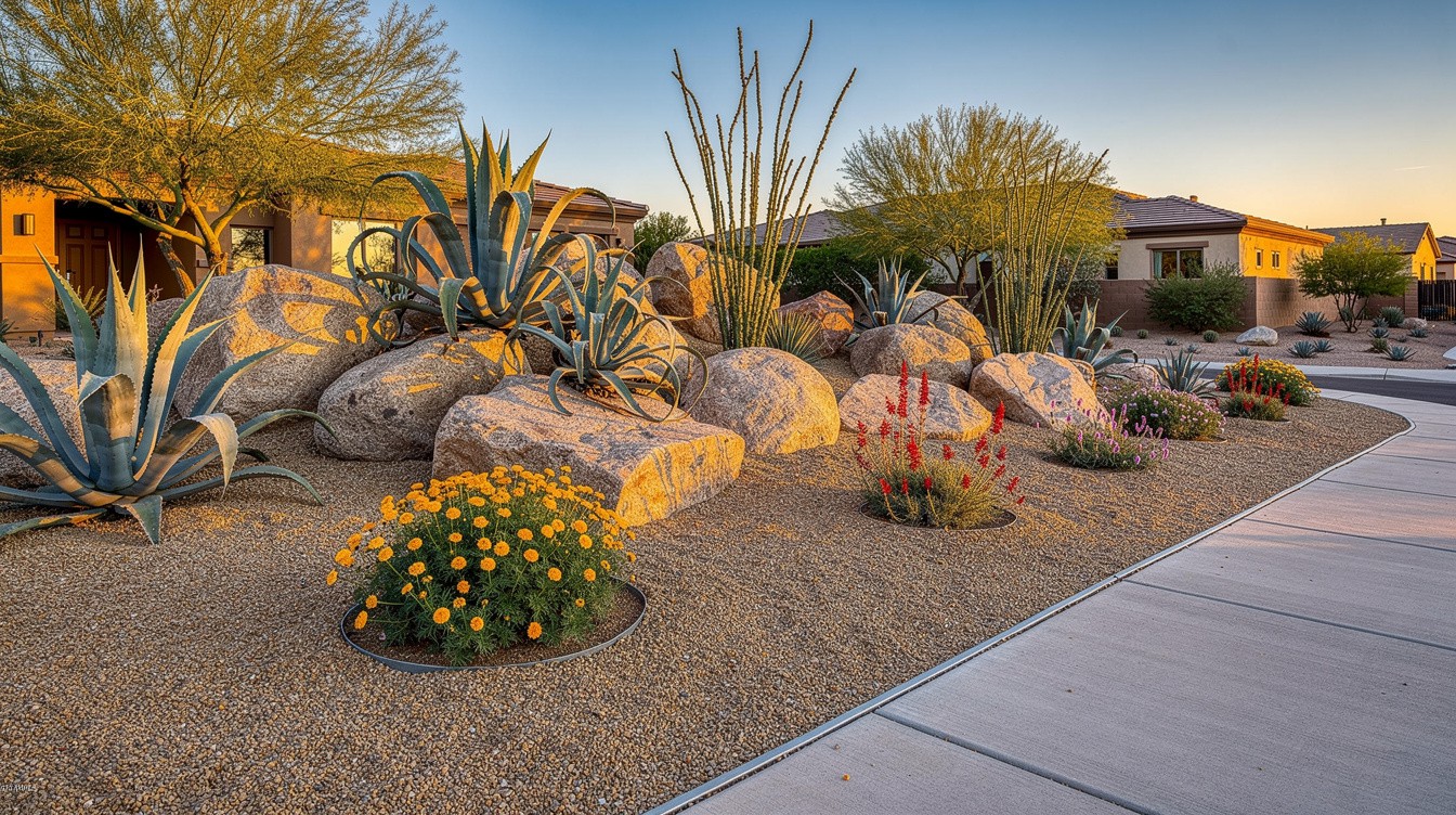The Agave and Boulder Garden — Desert/Xeriscape garden in Gilbert