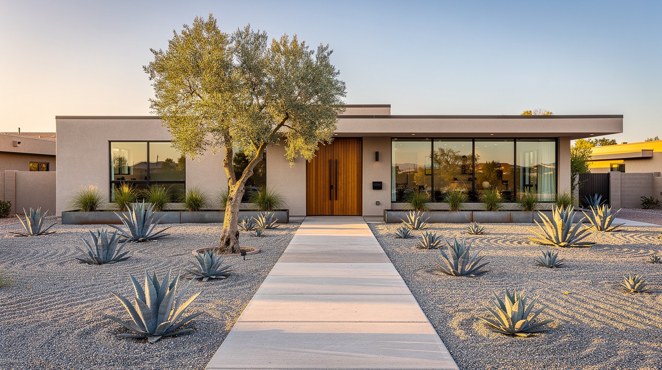 The Contemporary Agave Front Yard — Modern/Minimalist garden in Glendale