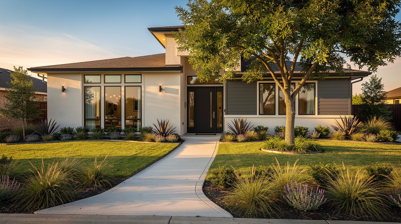The Sculpted Lawn Entry — Modern/Minimalist garden in Grand Prairie