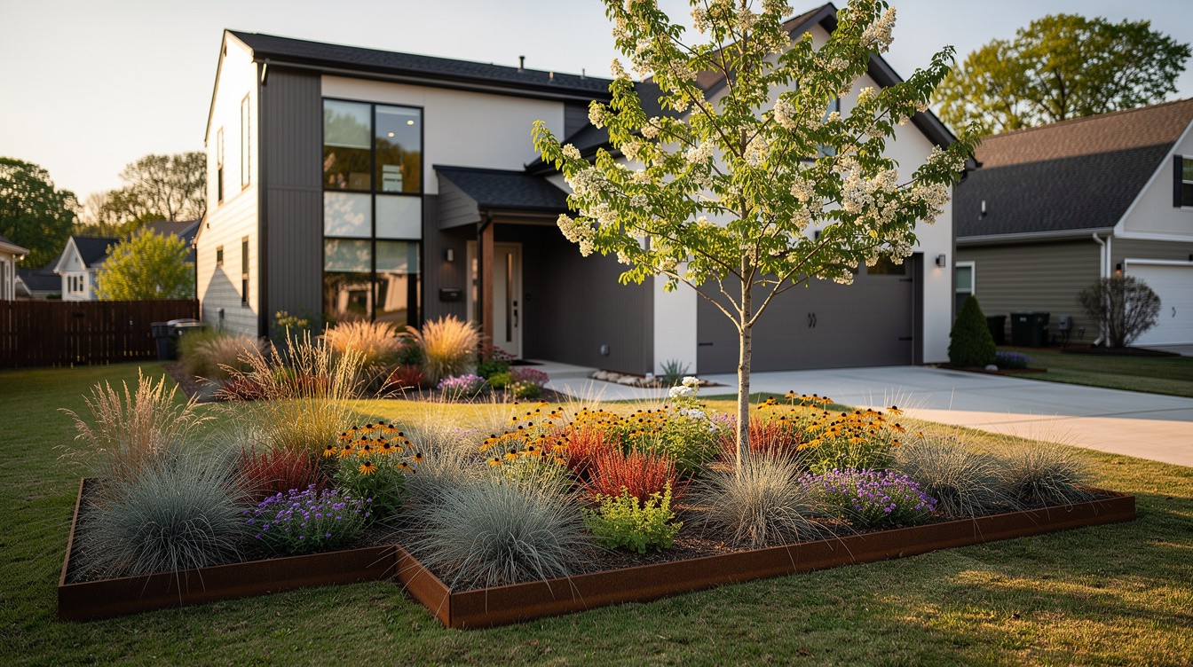 Native Piedmont Prairie-Inspired Front Yard — Modern/Minimalist garden in Greensboro