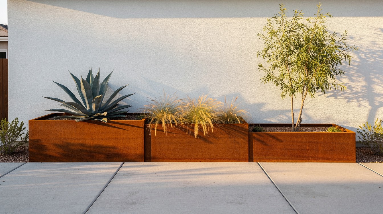 The Steel Planter Wall Garden — Modern/Minimalist garden in Henderson