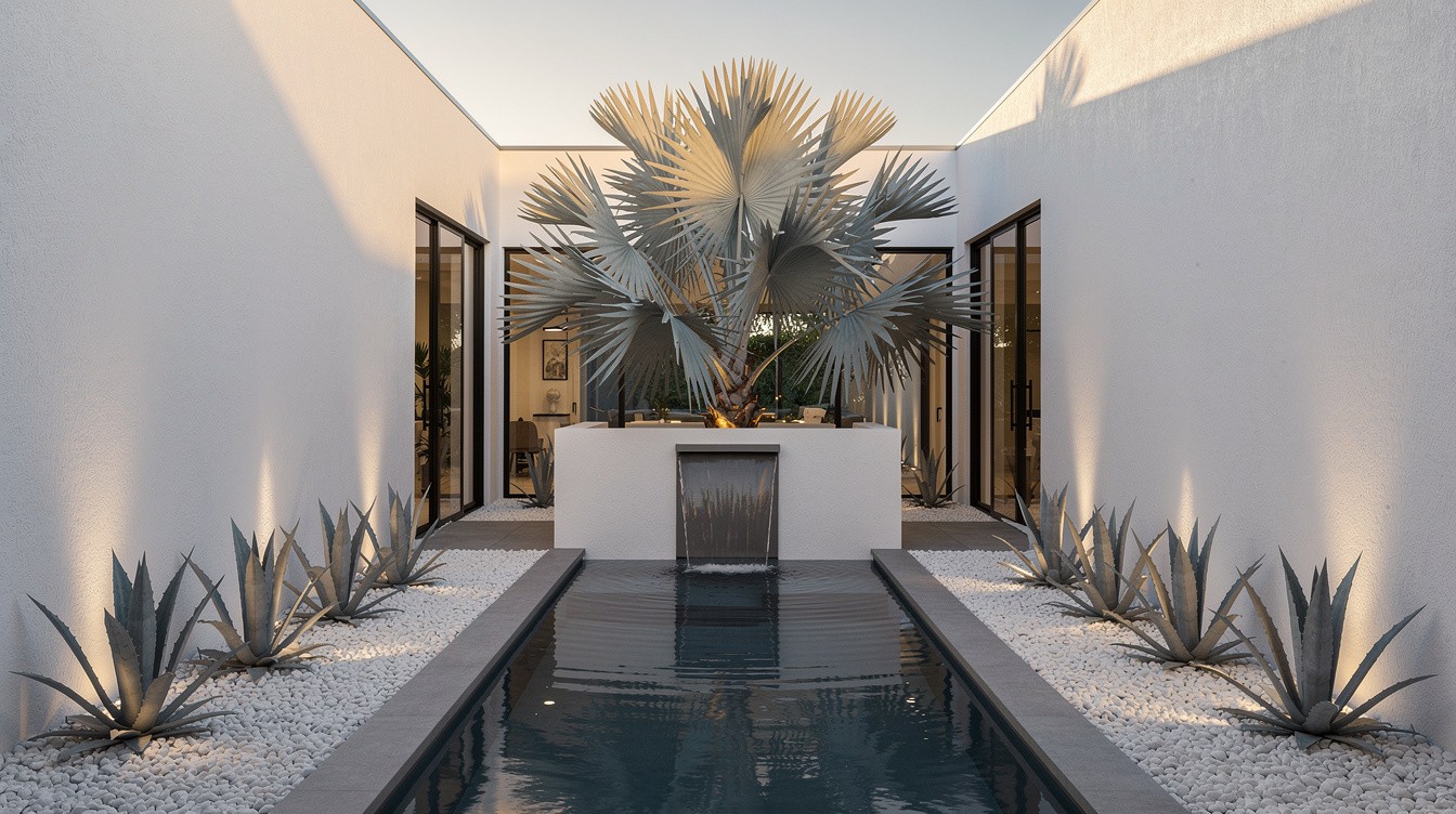 The Modernist Courtyard with Water Feature — Modern/Minimalist garden in Hialeah