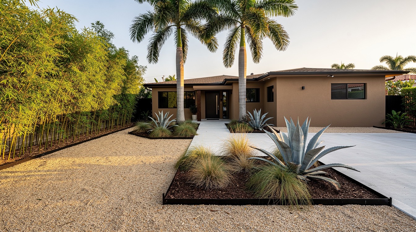 The Tropical Modernist Front Yard — Modern/Minimalist garden in Hialeah