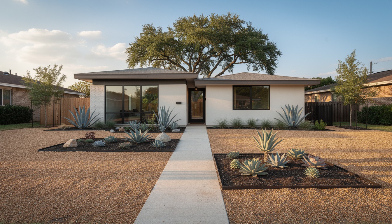 Modern/Minimalist front yard design in Houston, TX