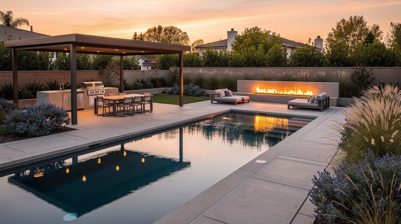 The Modern Pool and Fire Landscape — Modern/Minimalist garden in Irvine