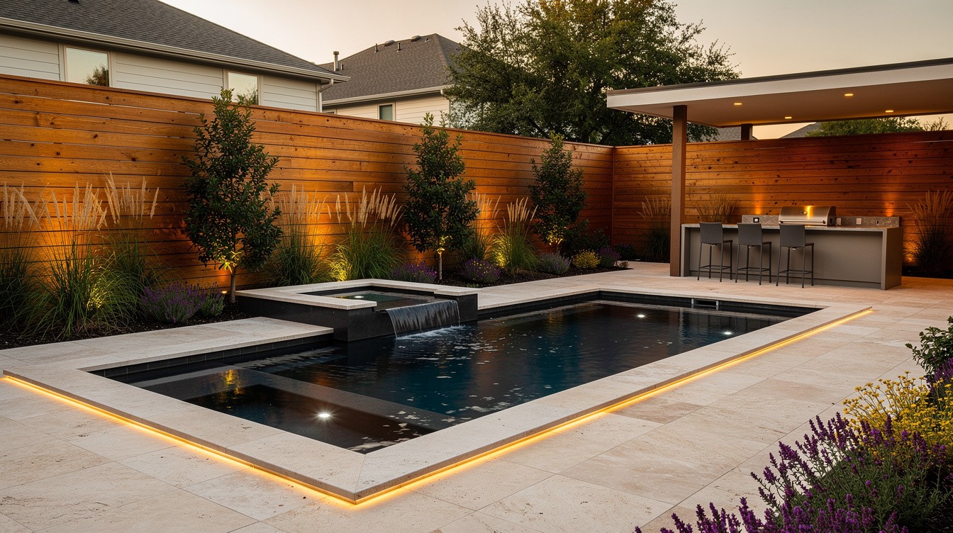 The Modern Pool with Texas Surround — Modern/Minimalist garden in Irving