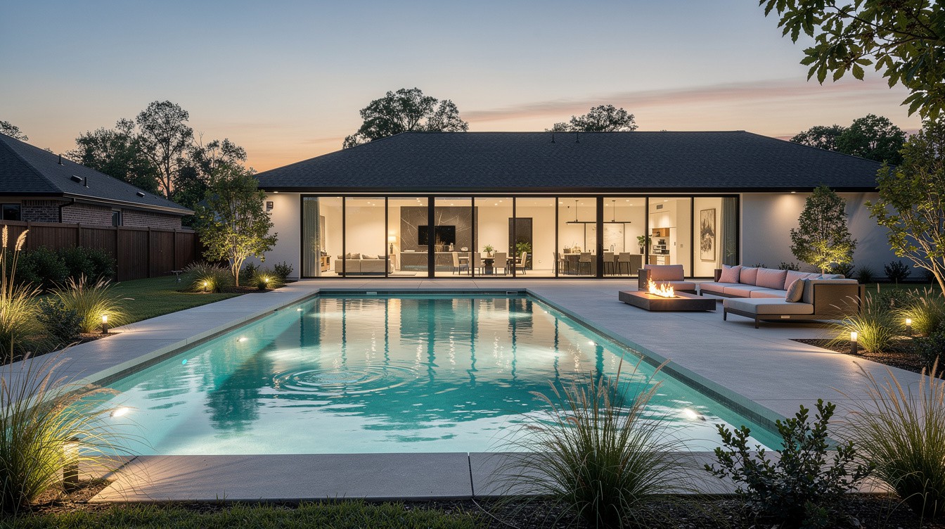 The Glass Wall Pool Retreat — Modern/Minimalist garden in Jackson