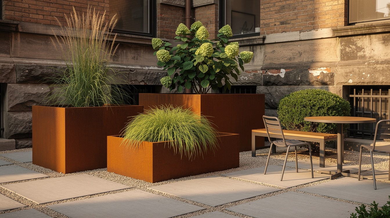 The Steel Planter Courtyard Garden — Modern/Minimalist garden in Jersey City