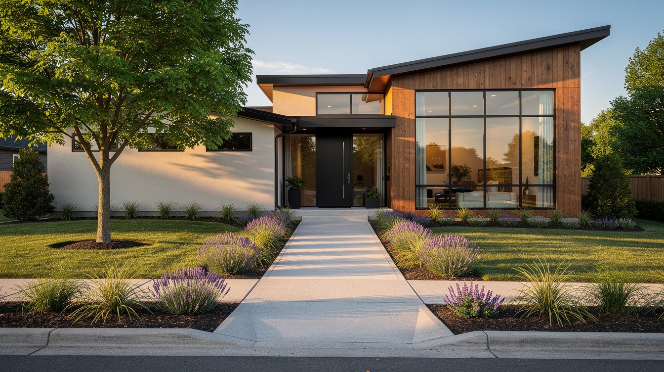 The Cedar-and-Stucco Entry — Modern/Minimalist garden in Knoxville