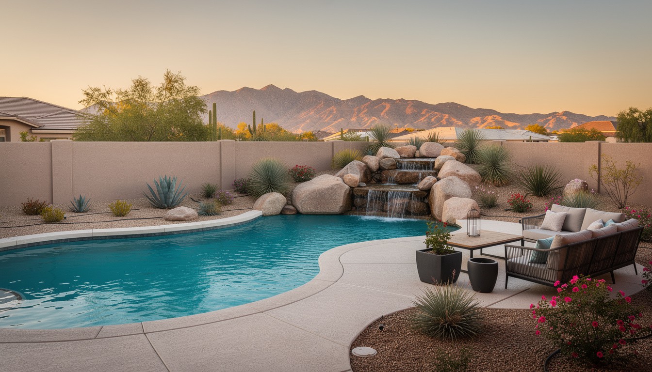 Desert/Xeriscape backyard design in Las Vegas, NV