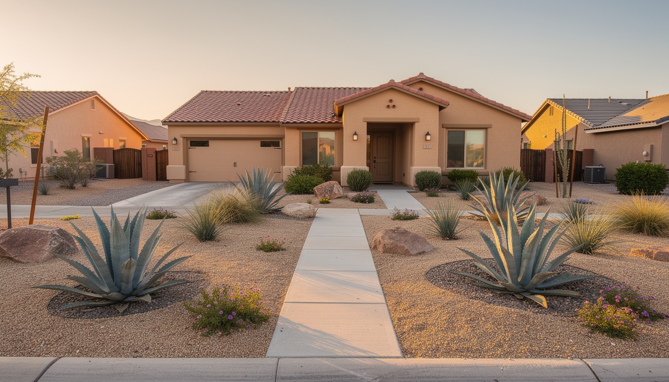 Desert/Xeriscape front yard in Las Vegas, NV