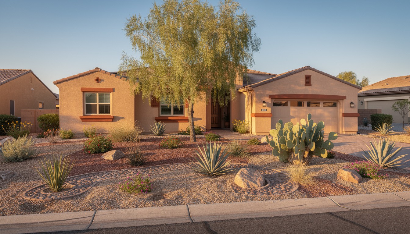 Desert/Xeriscape front yard design in Las Vegas, NV
