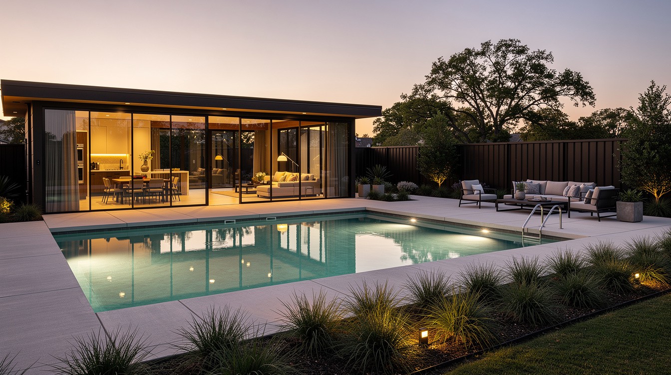 The Black-Fence Pool Garden — Modern/Minimalist garden in Little Rock