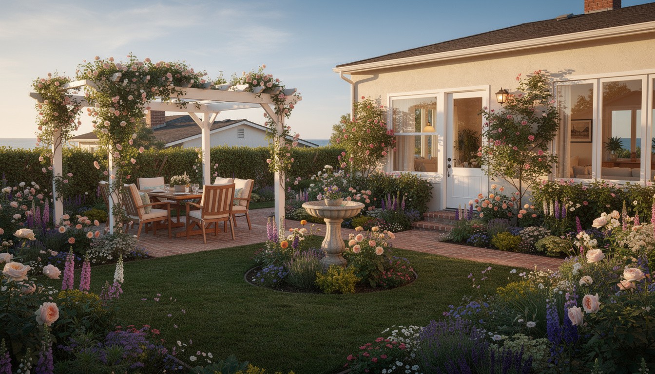 Cottage/English backyard design in Long Beach, CA