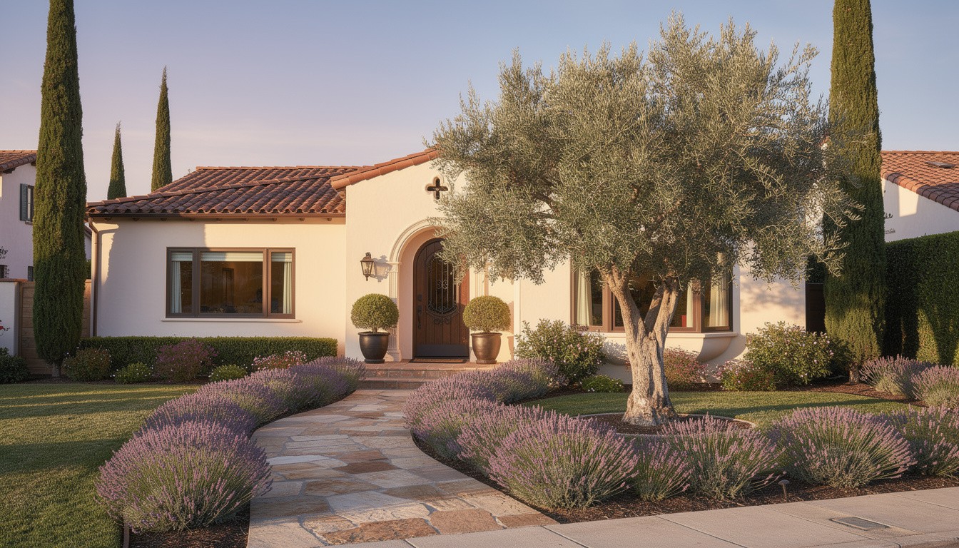 Mediterranean front yard in Long Beach, CA