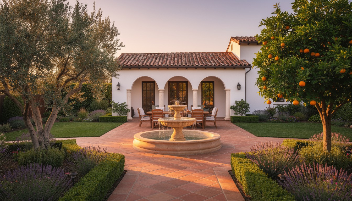 Mediterranean backyard in Los Angeles, CA