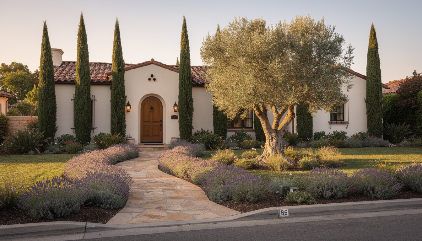 Mediterranean front yard in Los Angeles, CA