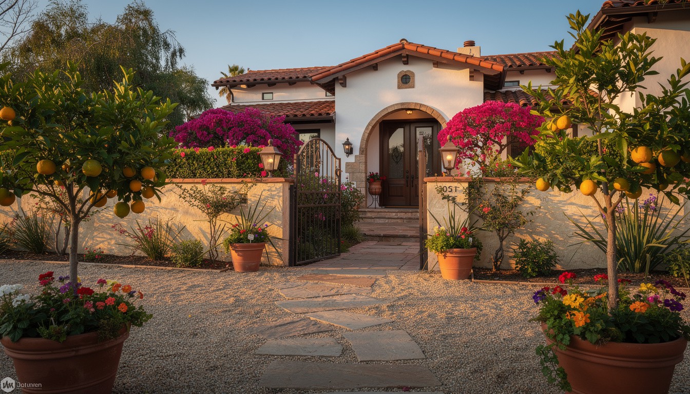 Mediterranean front yard design in Los Angeles, CA