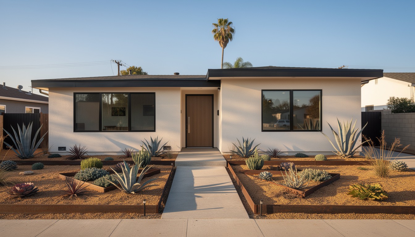 Modern/Minimalist front yard design in Los Angeles, CA