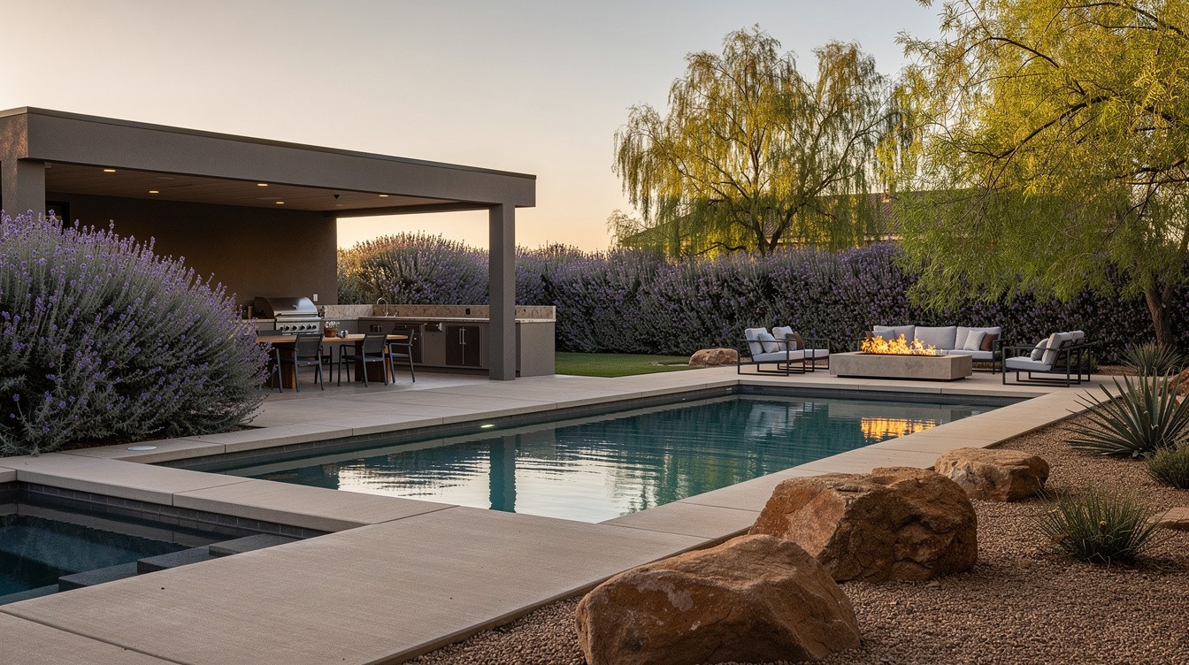The Modern Pool Oasis — Modern/Minimalist garden in Lubbock