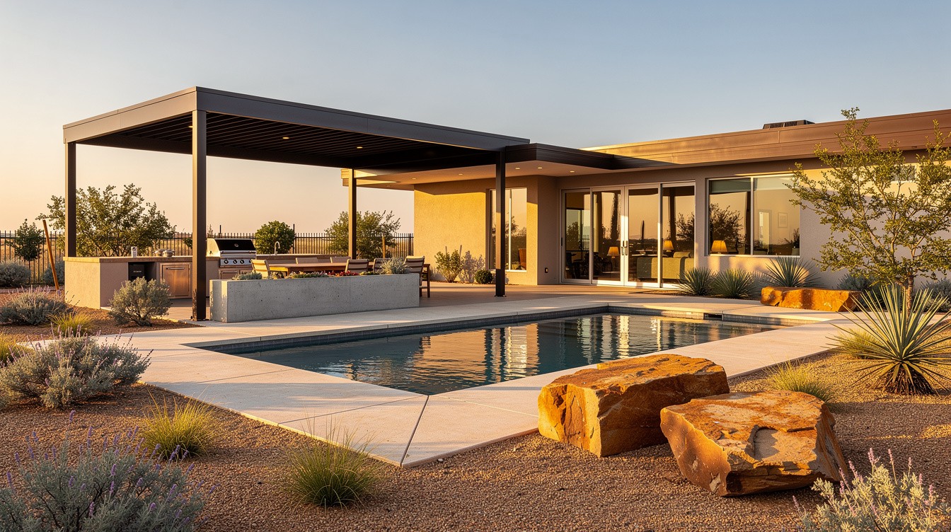 The Desert-Modern Pool and Landscape — Desert/Xeriscape garden in Lubbock