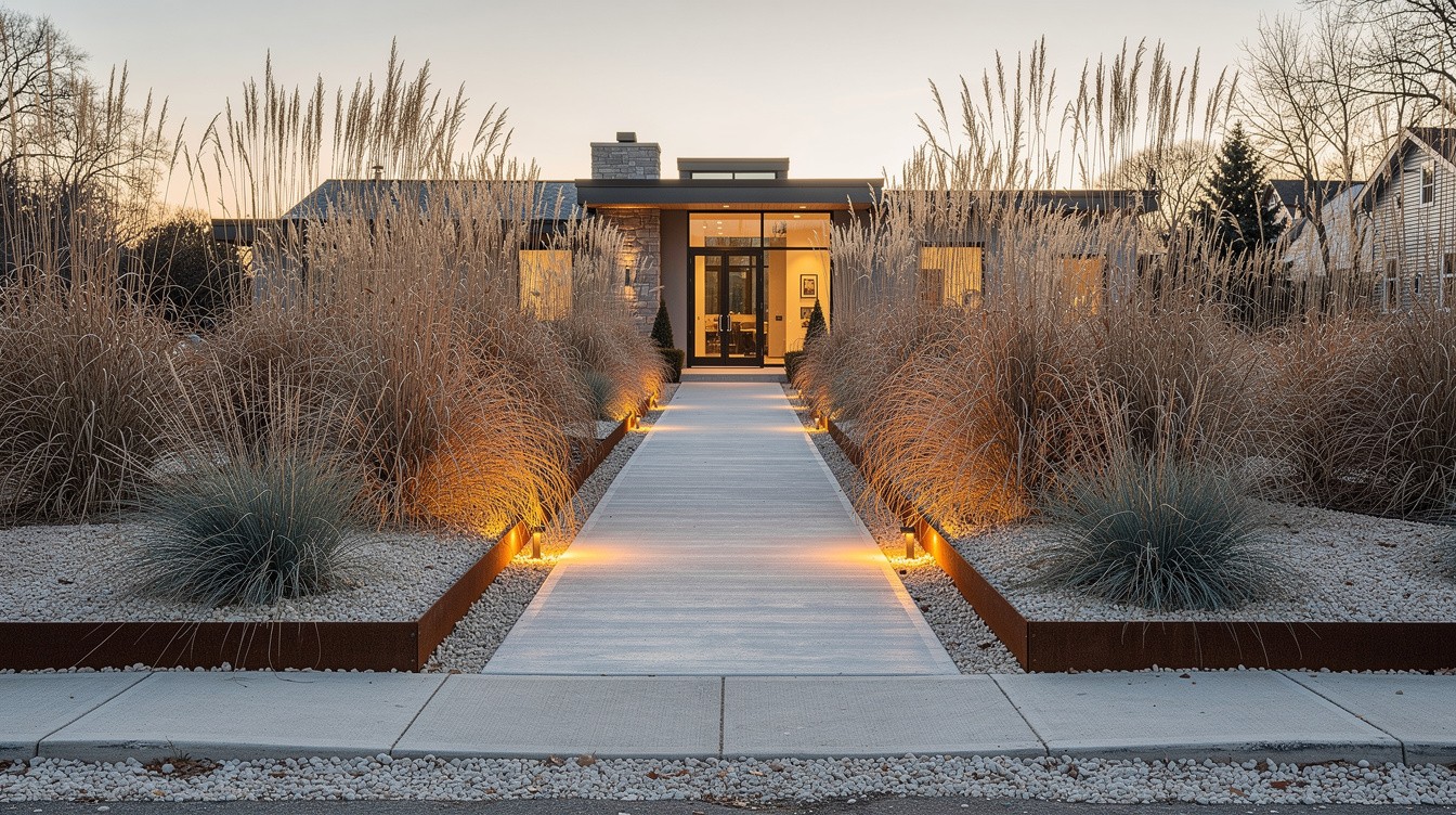 The Prairie Modern Entry — Modern/Minimalist garden in Madison
