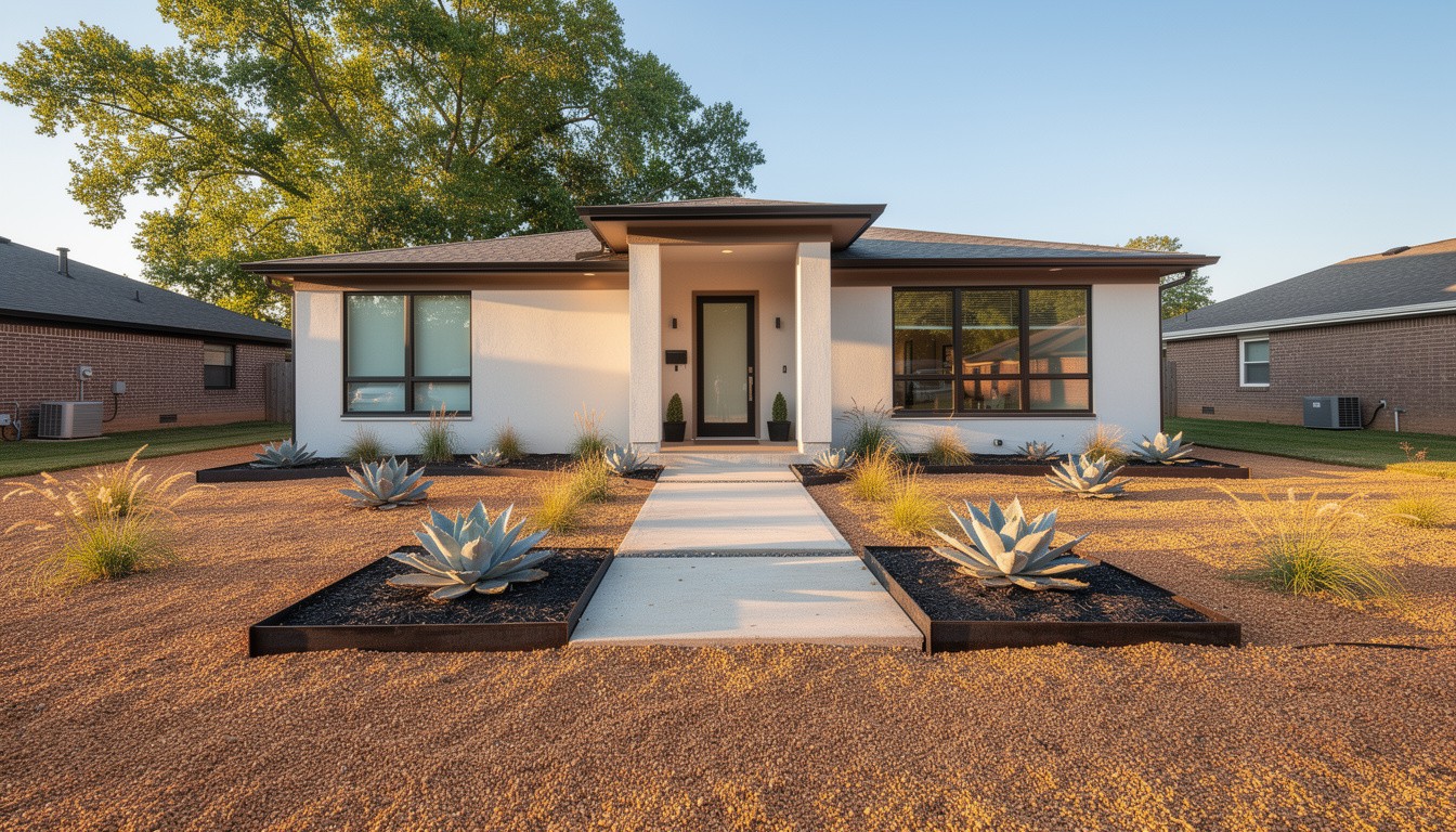 Modern/Minimalist front yard design in Memphis, TN