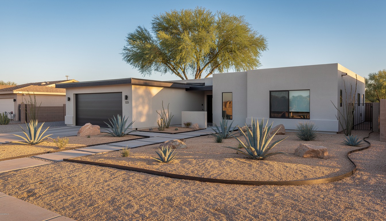 Modern/Minimalist front yard design in Mesa, AZ