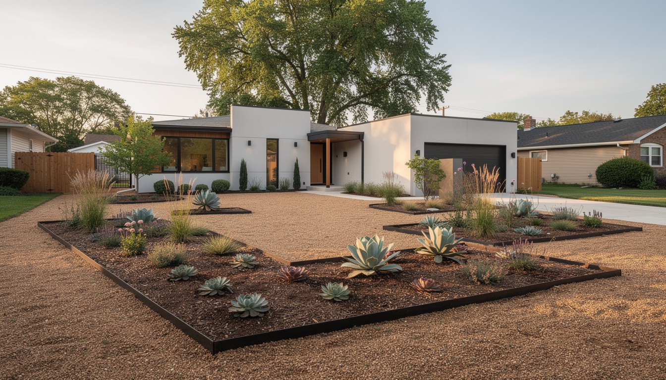 Modern/Minimalist front yard design in Milwaukee, WI