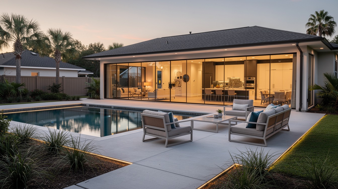 The Glass-Wall Pool Terrace — Modern/Minimalist garden in Mobile