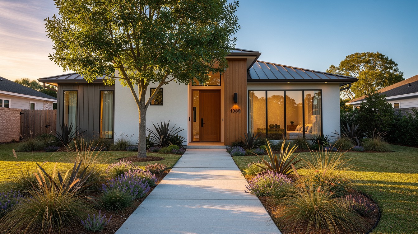 The Architectural Oak Walkway — Modern/Minimalist garden in Mobile