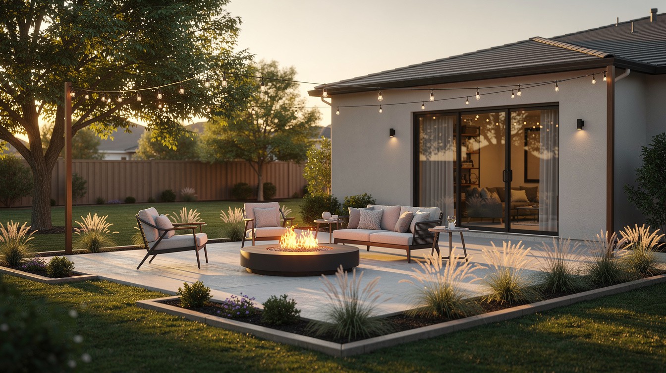 The String-Light Fire Terrace — Modern/Minimalist garden in Modesto