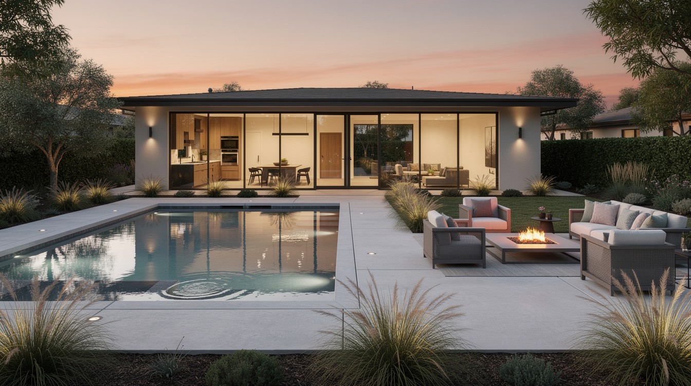 The Glass Pavilion Pool — Modern/Minimalist garden in Modesto