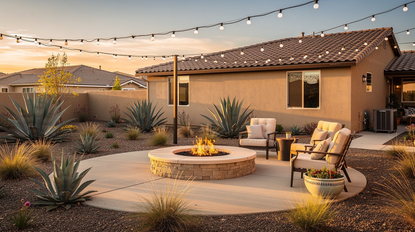 The Stacked-Stone Fire Circle — Desert/Xeriscape garden in Modesto
