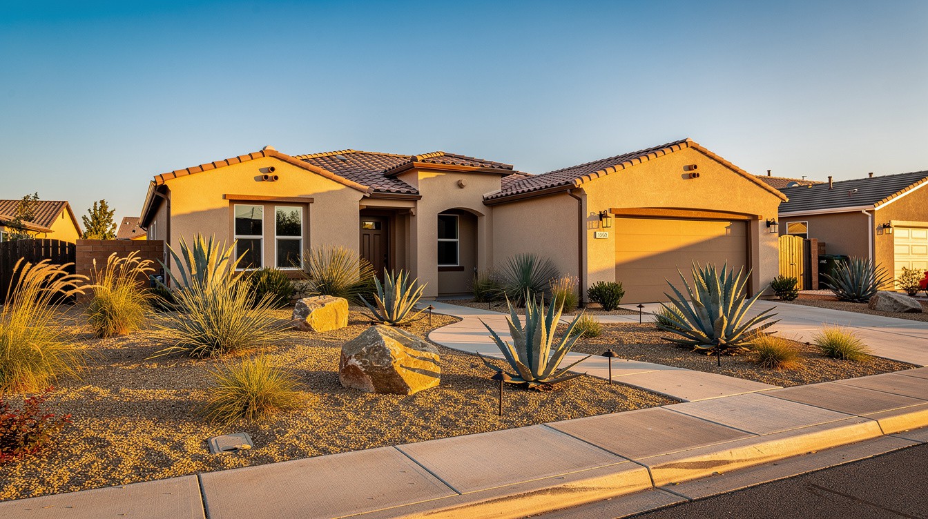 The Boulder & Blue Agave Welcome — Desert/Xeriscape garden in Modesto