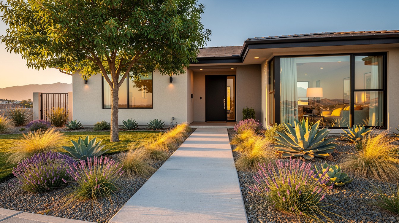 The Lavender Line Entry — Modern/Minimalist garden in Moreno Valley