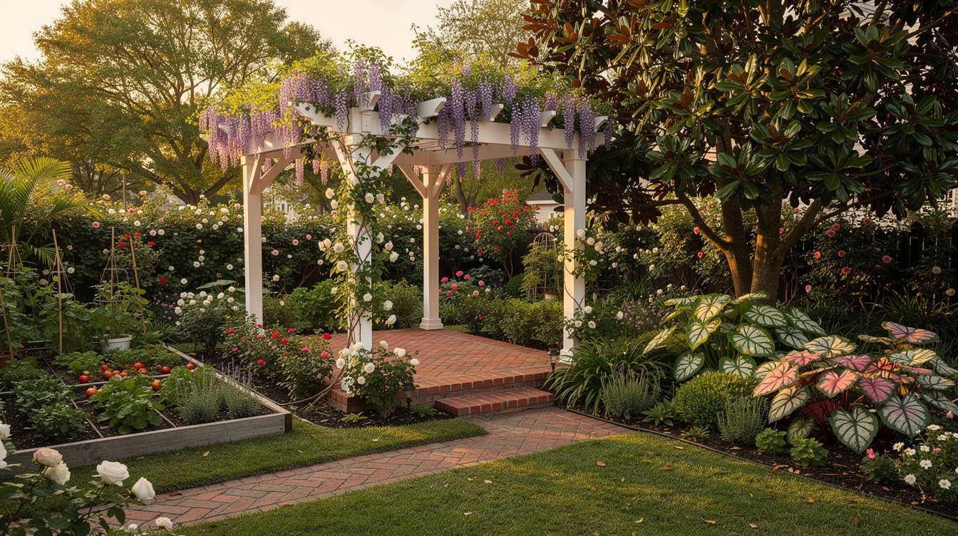 Pergola Garden with Subtropical Abundance — Cottage/English garden in New Orleans