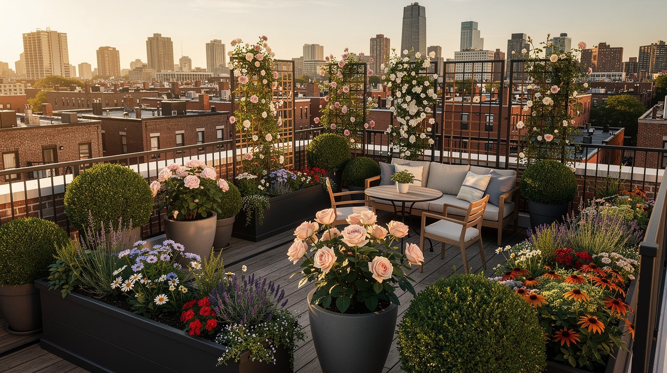 Rooftop or Deck Cottage Garden — Cottage/English garden in Newark