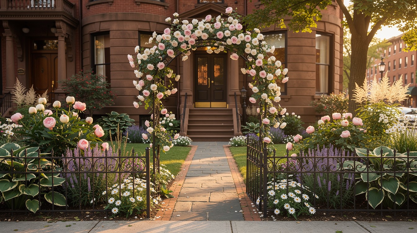 Urban Victorian Entry with Climbing Rose and Perennial Borders — Cottage/English garden in Newark