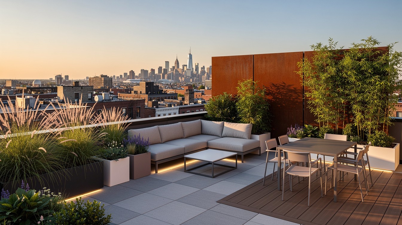 Rooftop Contemporary Garden with City Views — Modern/Minimalist garden in Newark