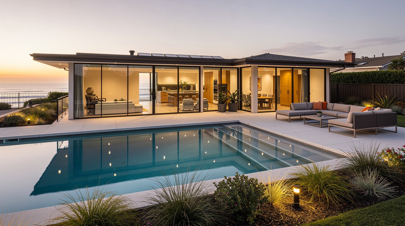 The Glass Box Pool House — Modern/Minimalist garden in Oceanside