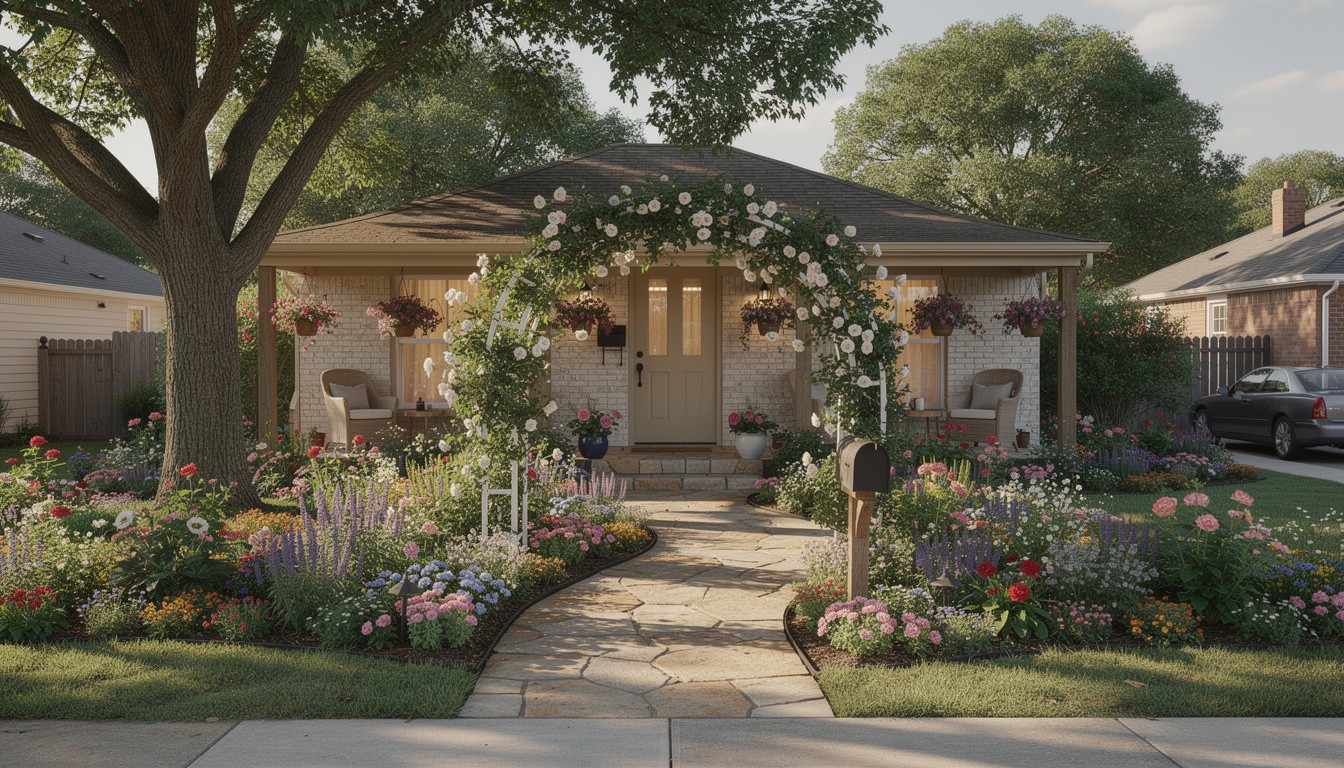 Cottage/English front yard design in Oklahoma City, OK