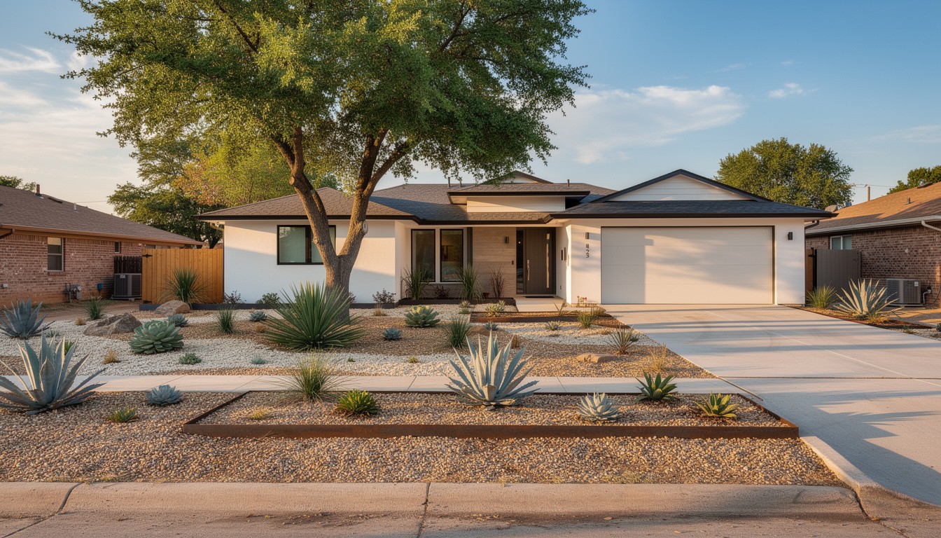 Modern/Minimalist front yard design in Oklahoma City, OK