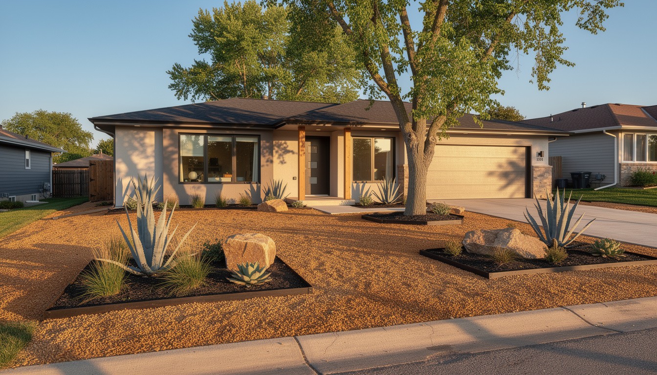 Modern/Minimalist front yard design in Omaha, NE
