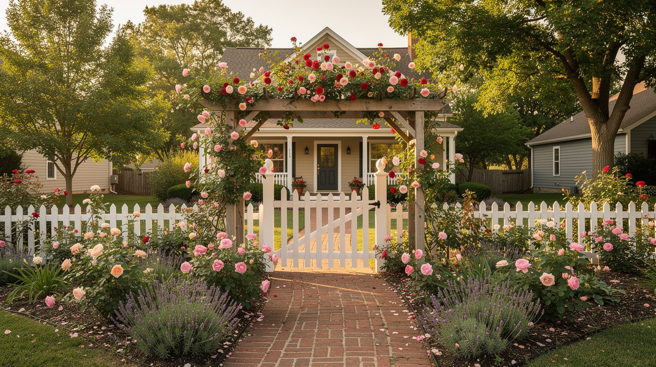 The Rose-Draped Picket Gate — Cottage/English garden in Overland Park