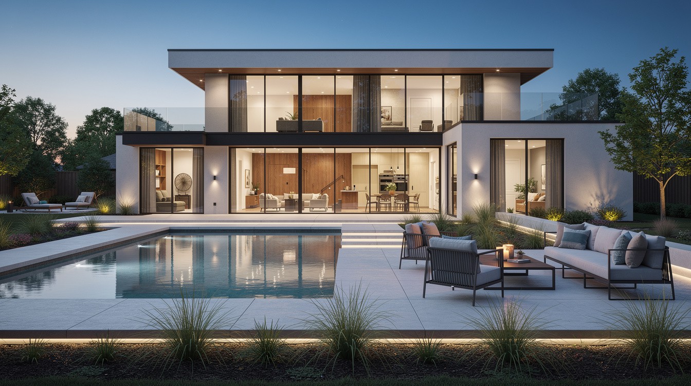 The Twilight Pool Terrace — Modern/Minimalist garden in Overland Park