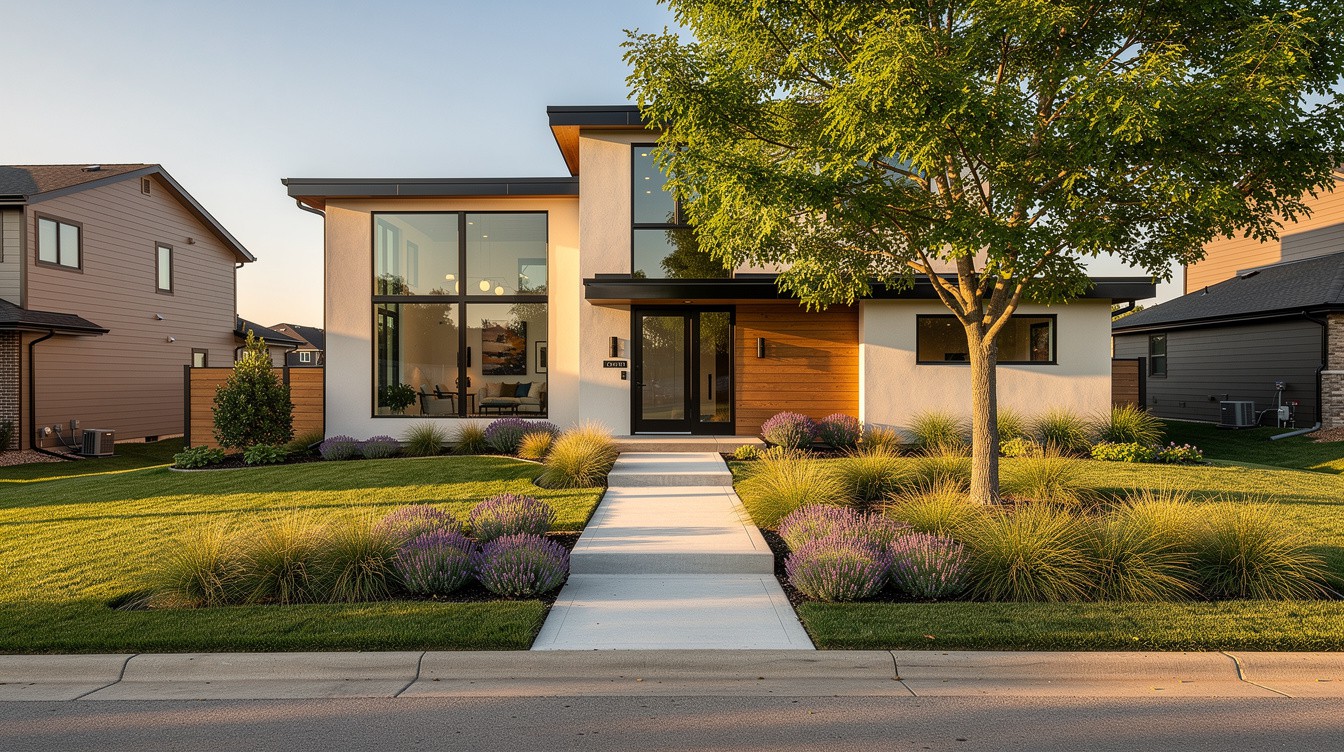 The Textural Grass Entry — Modern/Minimalist garden in Overland Park